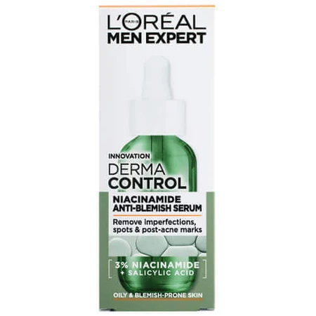L'Oreal Men Expert Derma Control, сироватка з ніацинамідом проти недосконалостей, 30 мл: ціни та характеристики