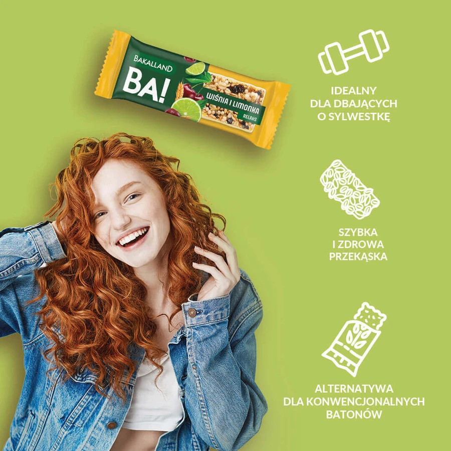 Bakalland BA! Злаковый батончик, вишня и лайм, релакс, 38 г: цены и характеристики