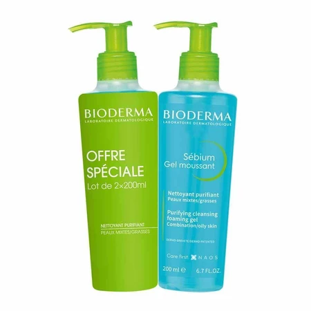 Bioderma Sebium Очищувальний гель для комбінованої та жирної шкіри 2х200мл: ціни та характеристики