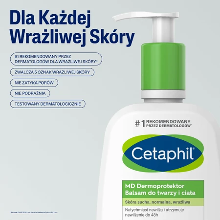 Cetaphil MD Dermoprotector, зволожуючий крем для обличчя та тіла, пігментований та чутливий, з помпою, 236 мл + зволожуючий крем для обличчя з кислотою гіалуроновою, крем-ноапте, 48 мл безкоштовно: ціни та характеристики