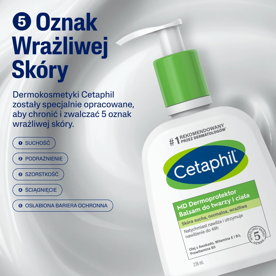 Cetaphil MD Dermoprotector, зволожуючий крем для обличчя та тіла, пігментований та чутливий, з помпою, 236 мл + зволожуючий крем для обличчя з кислотою гіалуроновою, крем-ноапте, 48 мл безкоштовно: ціни та характеристики
