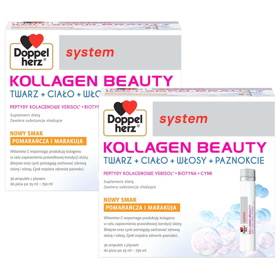 Набір Doppelherz System Kollagen Beauty, аромат апельсина та маракуї, 2 x 30 ампул: ціни та характеристики