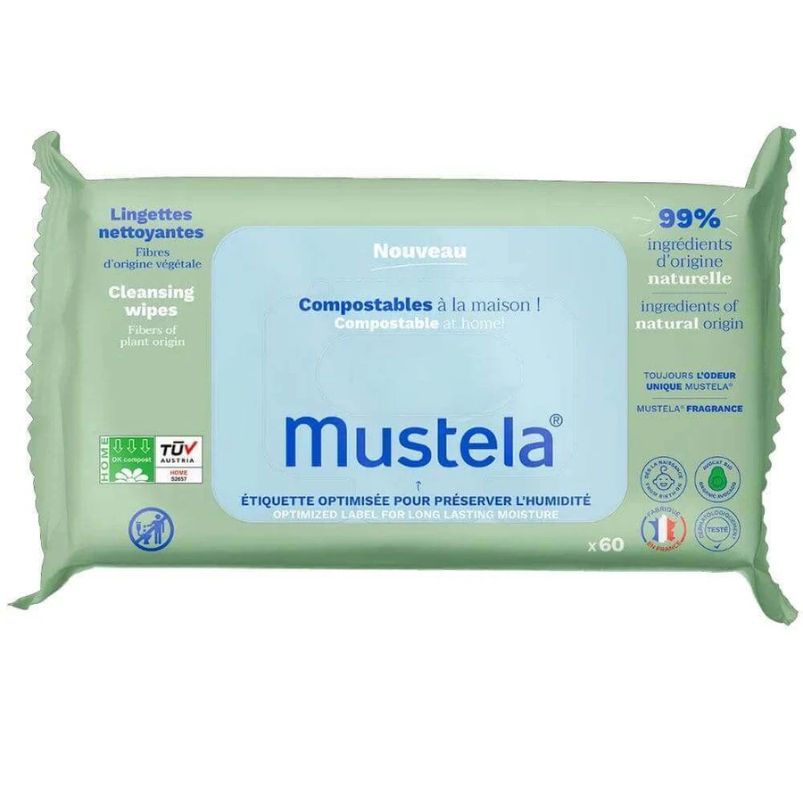 Mustela Компостируемые очищающие салфетки Парфюм x60: цены и характеристики
