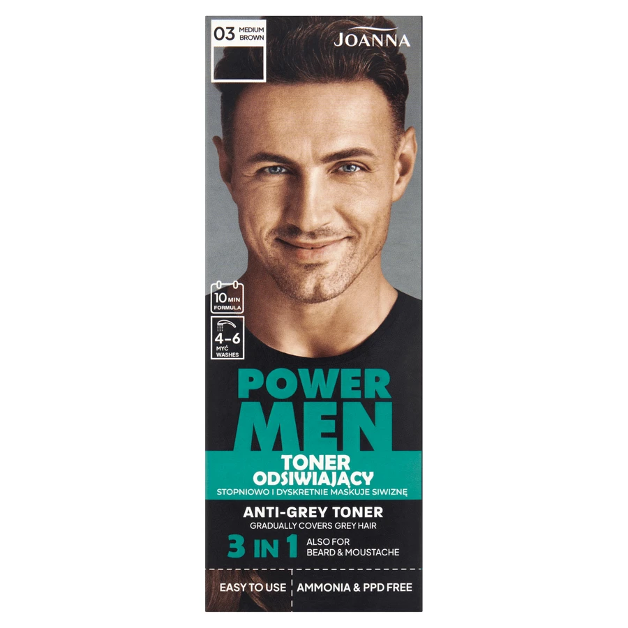 Joanna Power Men, тонер для снятия шелушения, 03 средне-коричневый, 80 г: цены и характеристики