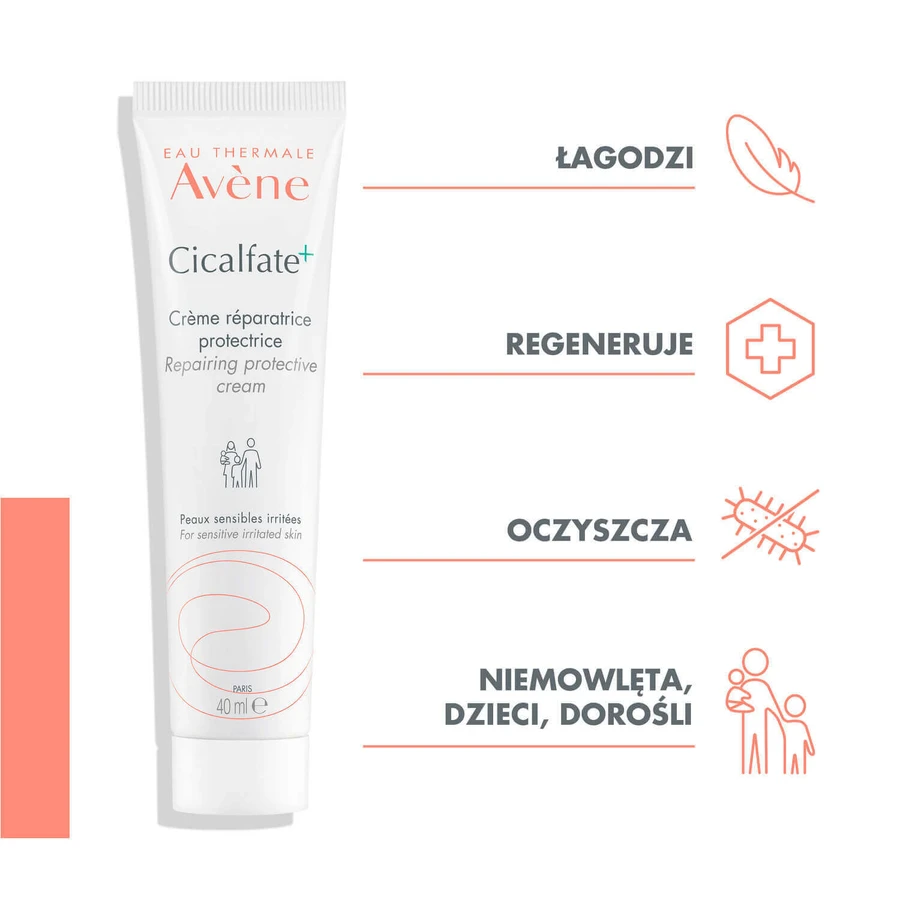 Набір Avene Cicalfate+, регенеруючий захисний крем для всієї родини, чутливої та подразненої шкіри, 40 мл + гель для вмивання, 200 мл: ціни та характеристики