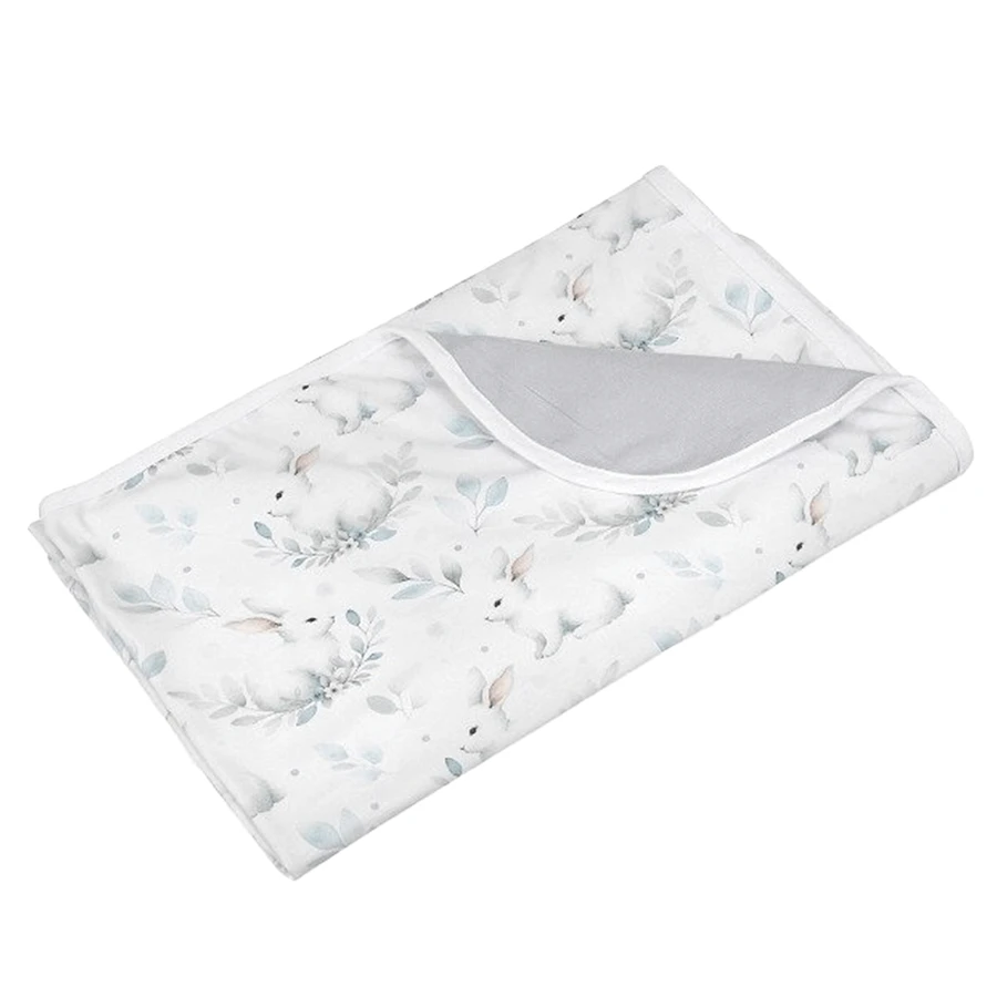BabyMatex, Двустороннее одеяло Bamboo Бамбук, 75 см x 100 см, бело-серое с зайчиками: цены и характеристики