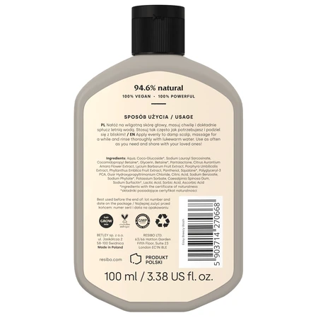 Resibo Easy Breezy Wash, ежедневный очищающий шампунь, 100 мл: цены и характеристики