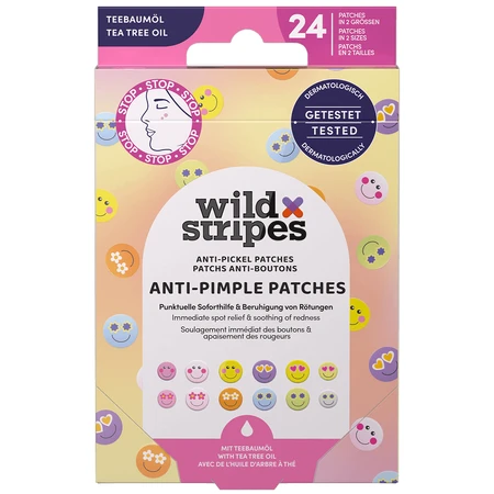 Wild Stripes Anti-Pimple Patches Smile Stop, пластыри от экземы с маслом чайного дерева, 24 шт.: цены и характеристики