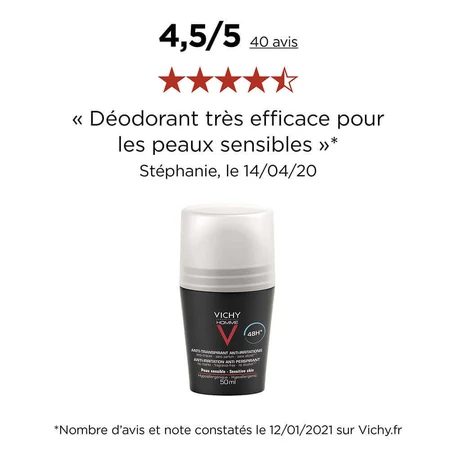 Vichy Мужской дезодорант-ролл-антиперспирант 48 часов для чувствительной кожи 2х50 мл: цены и характеристики