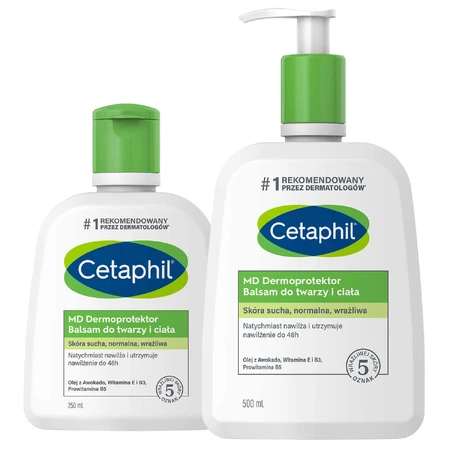 Набір Cetaphil MD Dermoprotector Зволожуючий лосьйон для обличчя та тіла, для сухої та чутливої шкіри, 250 мл + 500 мл: ціни та характеристики
