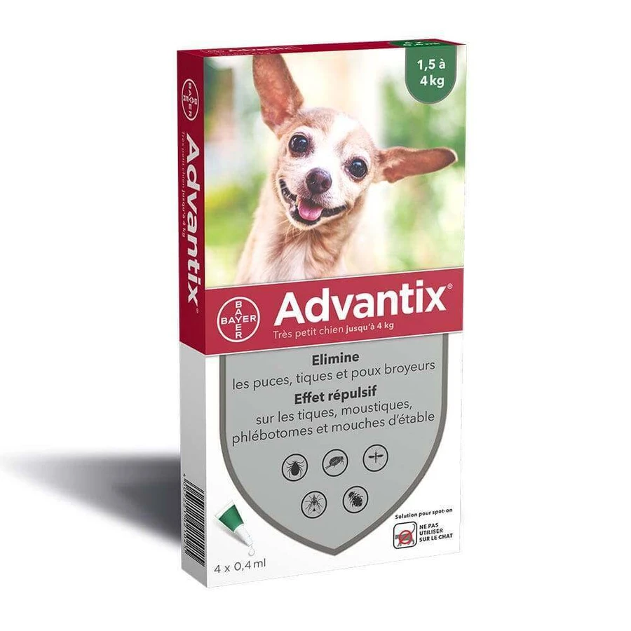 Advantix Піпетки для собак малих порід від 1,5 до 4 кг X 4: ціни та характеристики