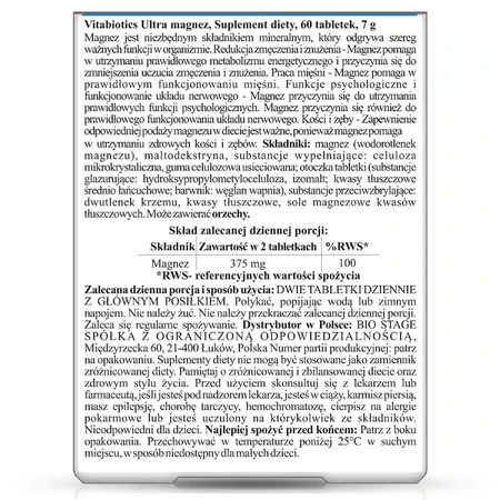 Vitabiotics Ultra Magnesium 375 мг, 60 таблеток: цены и характеристики