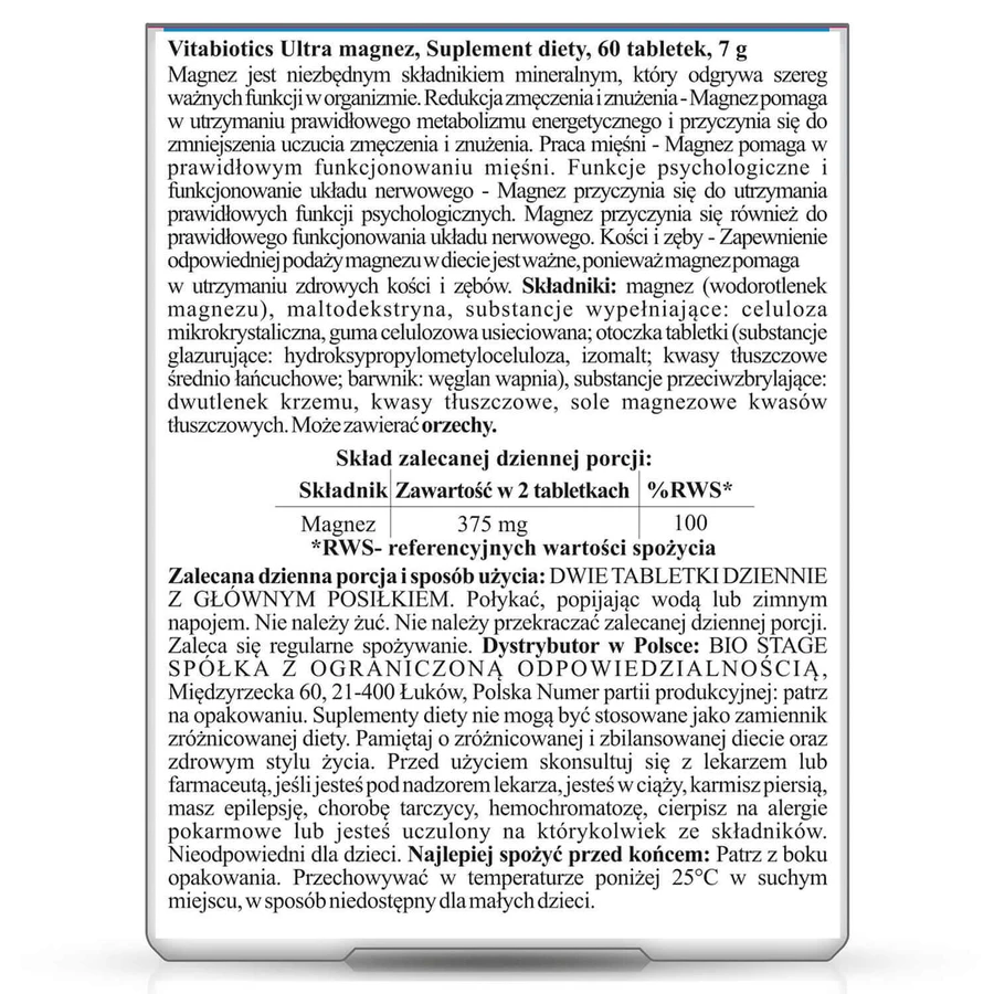 Vitabiotics Ultra Magnesium 375 мг, 60 таблеток: цены и характеристики