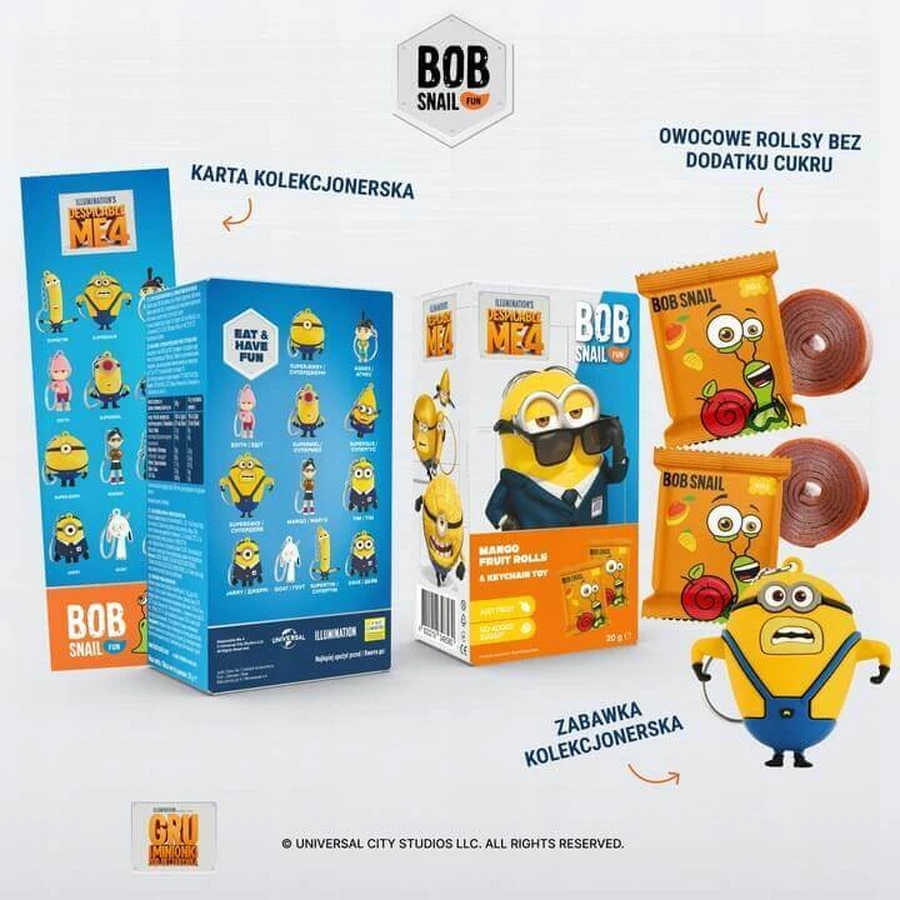 Набор Bob Snail Fun, фруктовый снек в роллах, манго, 20 г + игрушка, Миньон: цены и характеристики