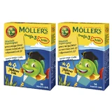 Омега-3 Mollers Omega-3 Jelly fish в форме желейных рыбок с яблочным вкусом, 2 х 36 шт.