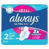 Always Ultra Day, гигиенические полотенца с крылышками, Super, 8 шт.