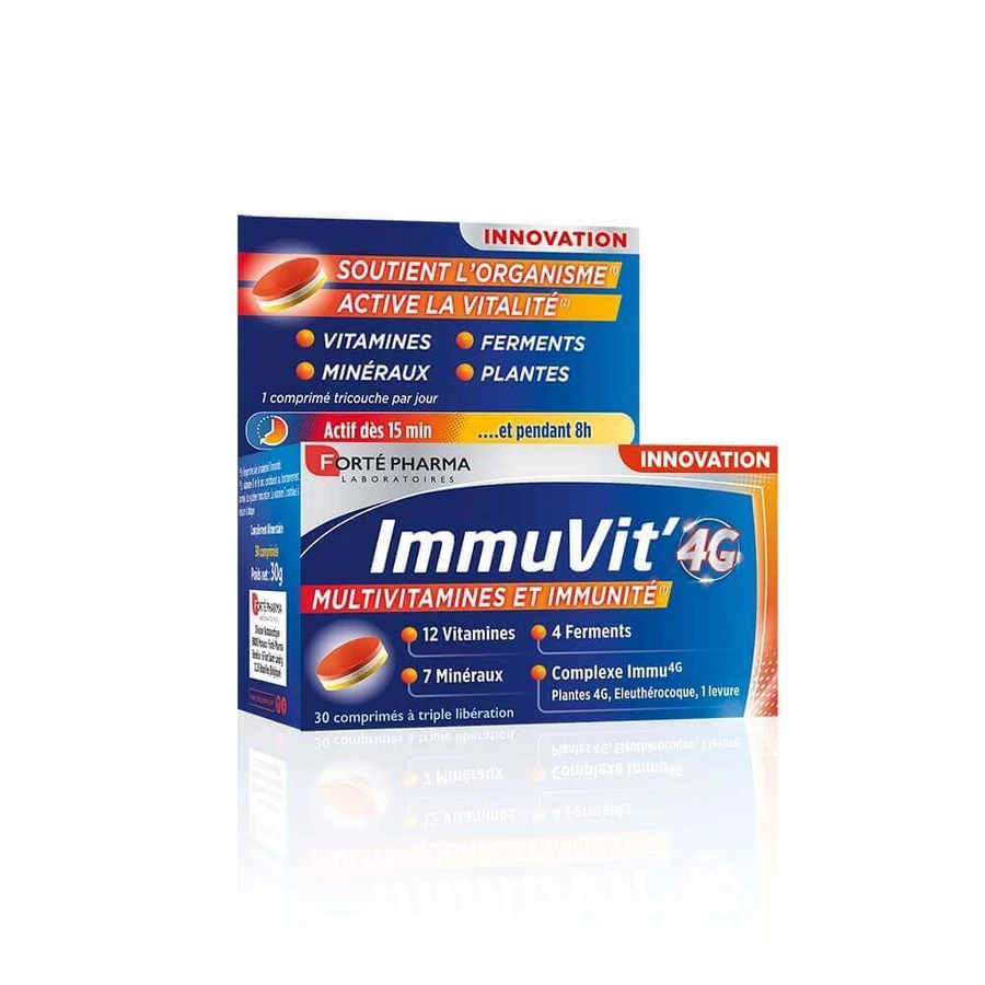 Forté Pharma ImmuVit'4G Витамины, минералы и ферменты для иммунитета взрослых 30 трехслойных таблеток: цены и характеристики