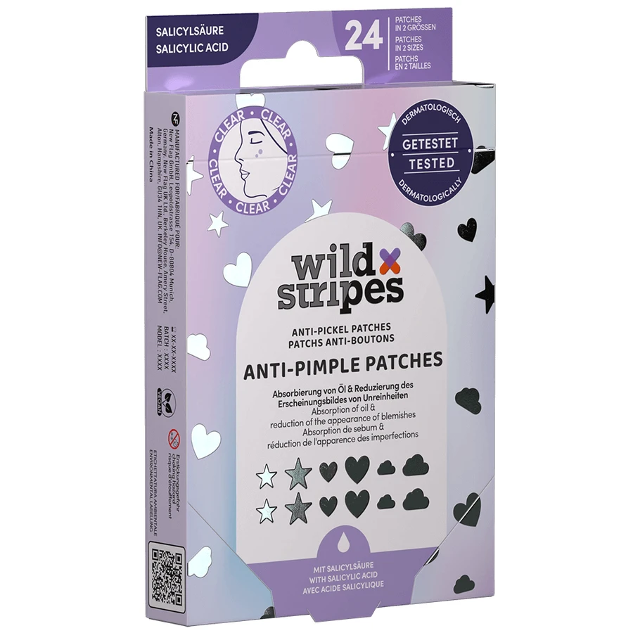 Пластирі проти прищів Wild Stripes Holo Clear, пластирі від екземи з саліциловою кислотою, 24 шт.: ціни та характеристики