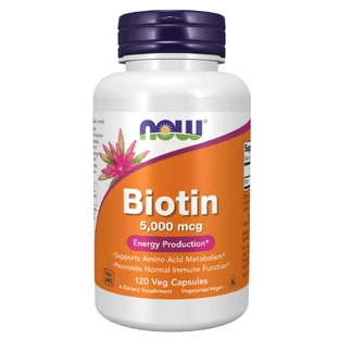 Now Foods Biotin, биотин 5000 мкг, 120 вегетарианских капсул