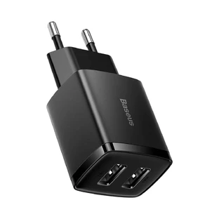 Компактний мережевий зарядний пристрій Baseus 2x USB 10,5 Вт чорний (CCXJ010201)