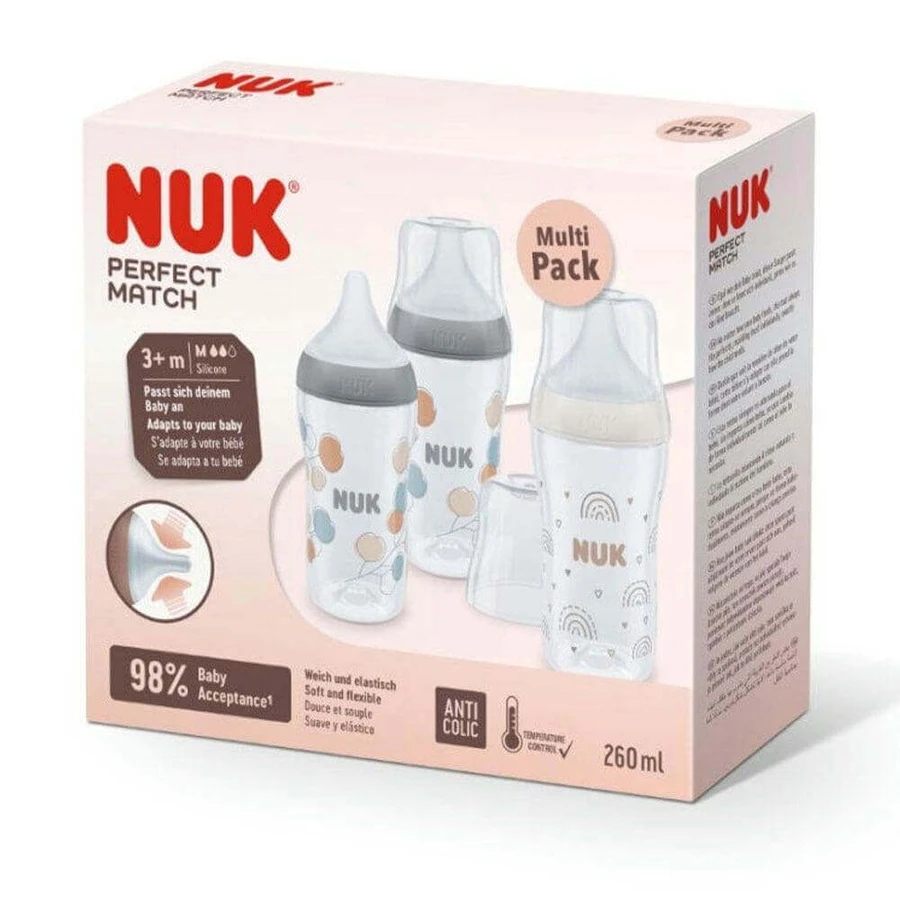 Nuk Perfect Match Bottle 3 месяца и более 3x260 мл: цены и характеристики