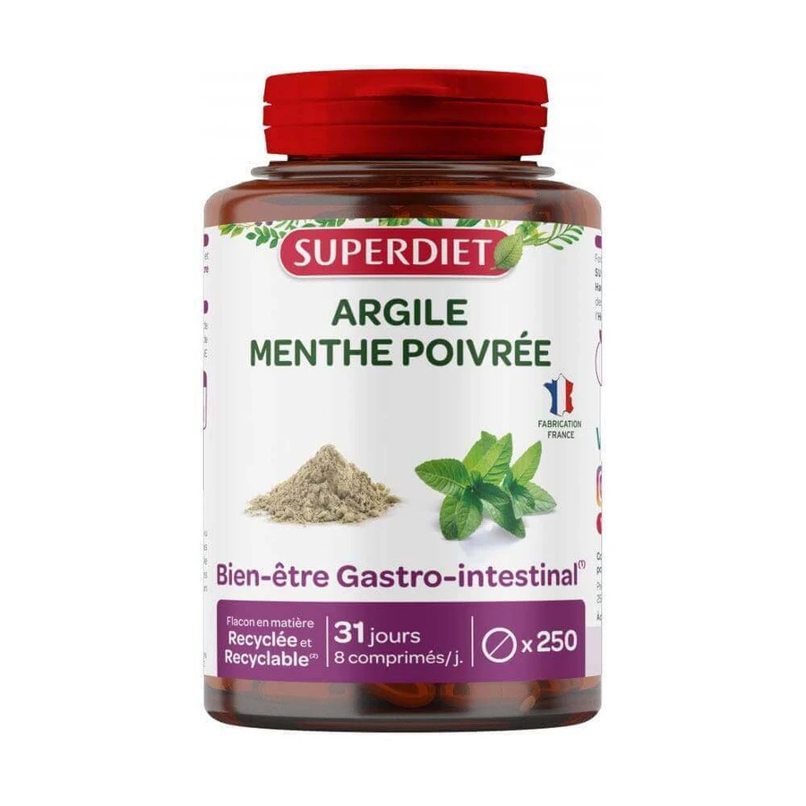 Superdiet Argile Menthe Poivrée 250 comprimés: цены и характеристики