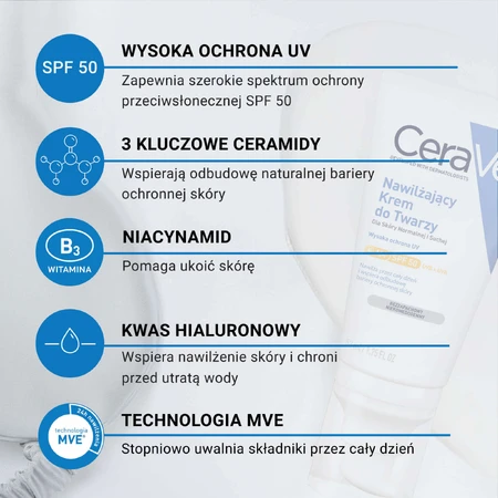 Набір CeraVe, гель для вмивання проти недосконалостей, 236 мл + зволожуючий крем для обличчя з керамідами, SPF 50, 52 мл: ціни та характеристики