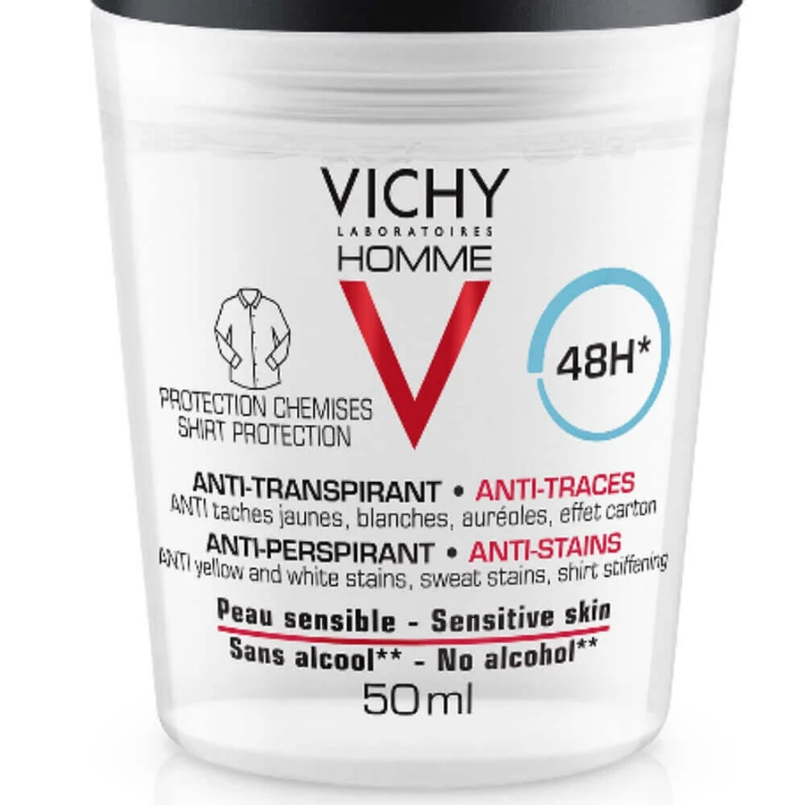 Чоловічий дезодорант-антиперспірант Vichy Антиперспірант та анти-сліди 48h Roll-on 2х50мл: ціни та характеристики
