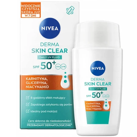 Nivea Sun Derma Skin Clear, захисний флюїд для обличчя, SPF 50+, 40 мл: ціни та характеристики