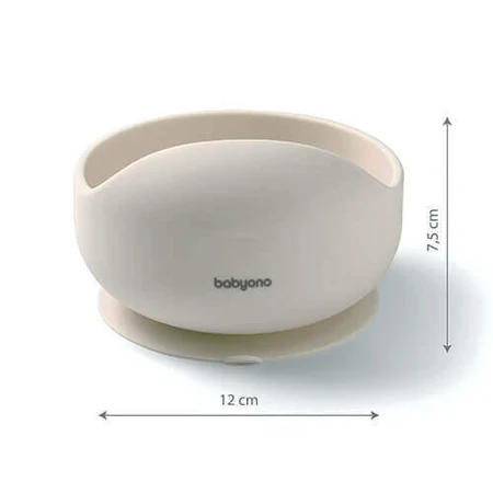 BabyOno, cupă din silicon cu ventuză, bej, de la 6 luni, 1 buc AMBALAJ DECORAT: ціни та характеристики