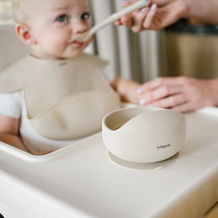 BabyOno, cupă din silicon cu ventuză, bej, de la 6 luni, 1 buc AMBALAJ DECORAT: ціни та характеристики
