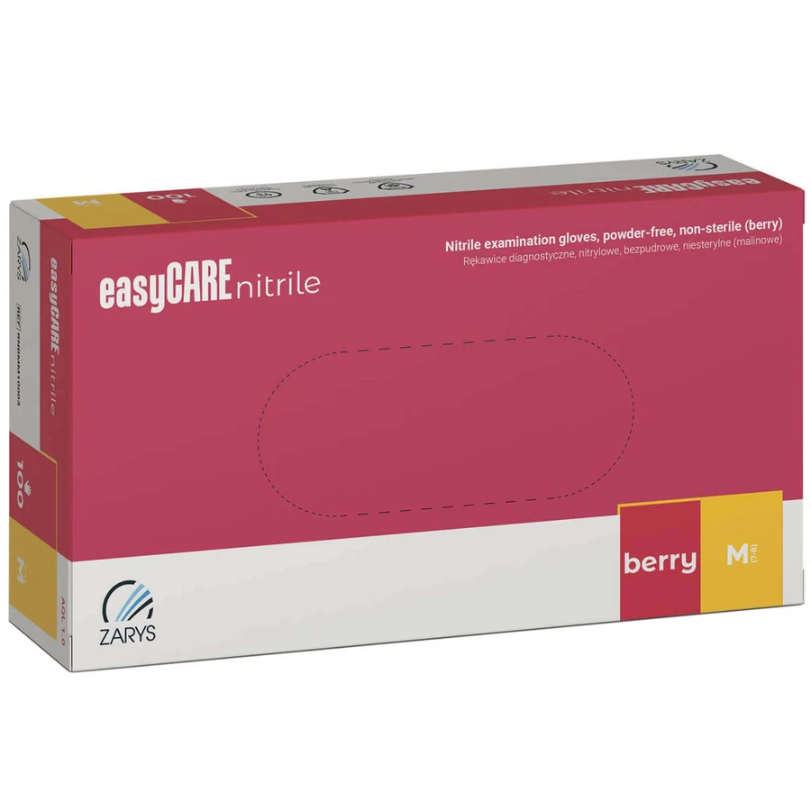 EasyCare Nitrile, рукавички нітрилові, нестерильні, без пудри, малинового кольору, розмір M, 100 штук: ціни та характеристики