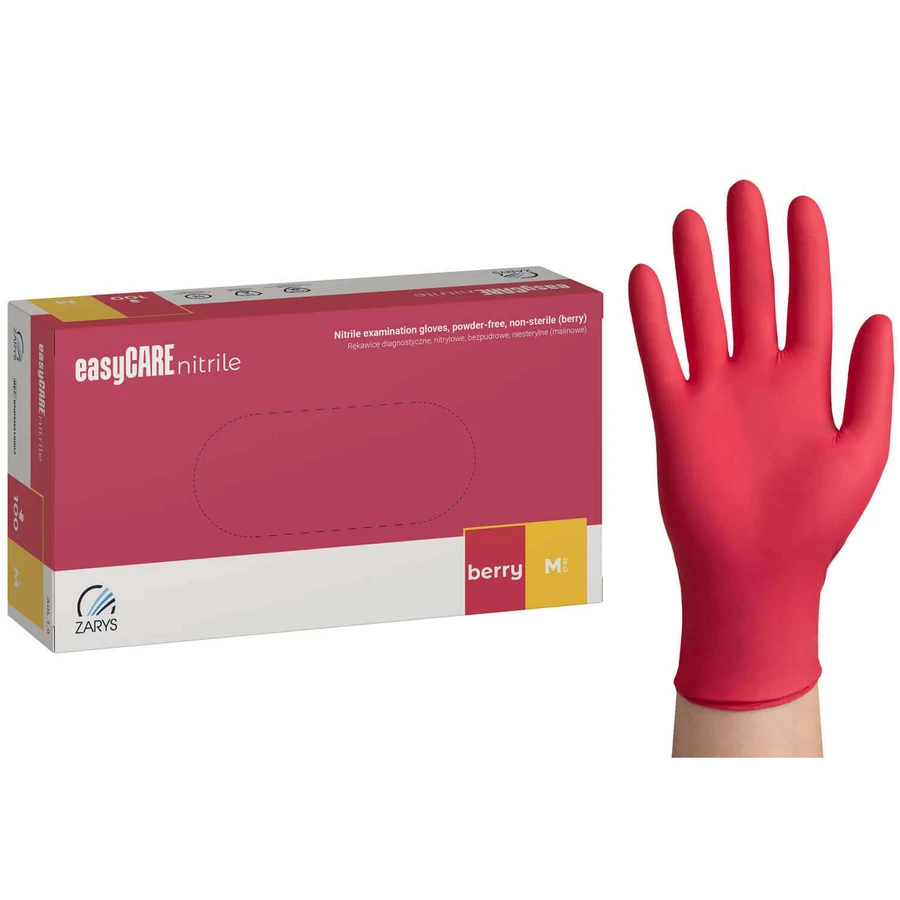 EasyCare Nitrile, рукавички нітрилові, нестерильні, без пудри, малинового кольору, розмір M, 100 штук: ціни та характеристики