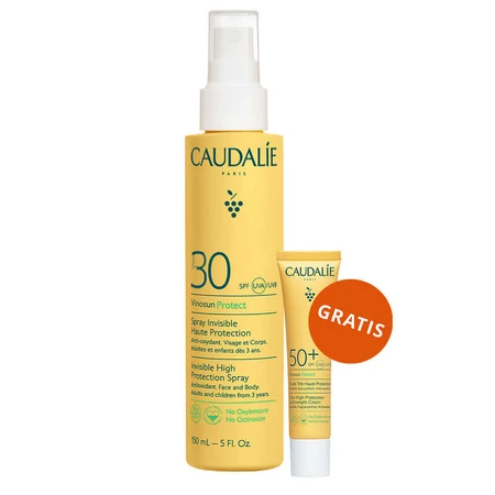 Caudalie Vinosun Protect, спрей для инвизибила с защитой от нелепостей, SPF 30, 150 мл + крем для инвизибила, ușoară, с защитой от нелепостей, SPF 50+, 20 мл бесплатно: цены и характеристики