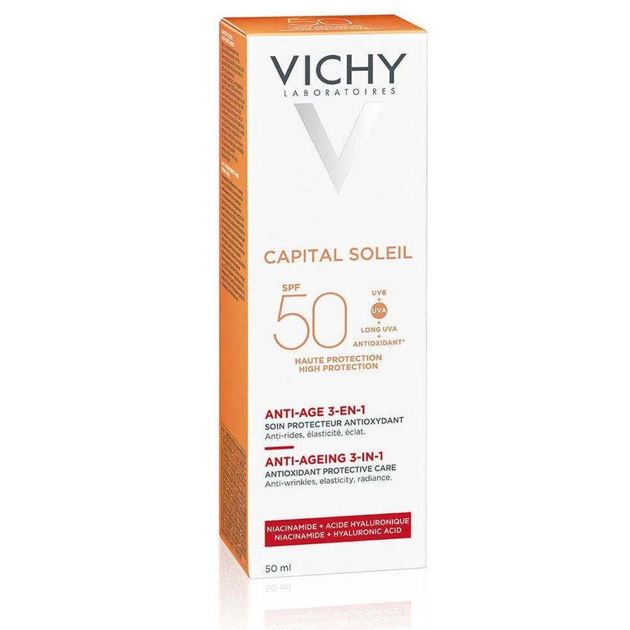 Vichy Ideal Soleil Anti-Ageing 3-в-1 Антиоксидантное лечение Sp50+ 50 мл: цены и характеристики