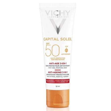 Vichy Ideal Soleil Anti-Ageing 3-в-1 Антиоксидантное лечение Sp50+ 50 мл: цены и характеристики