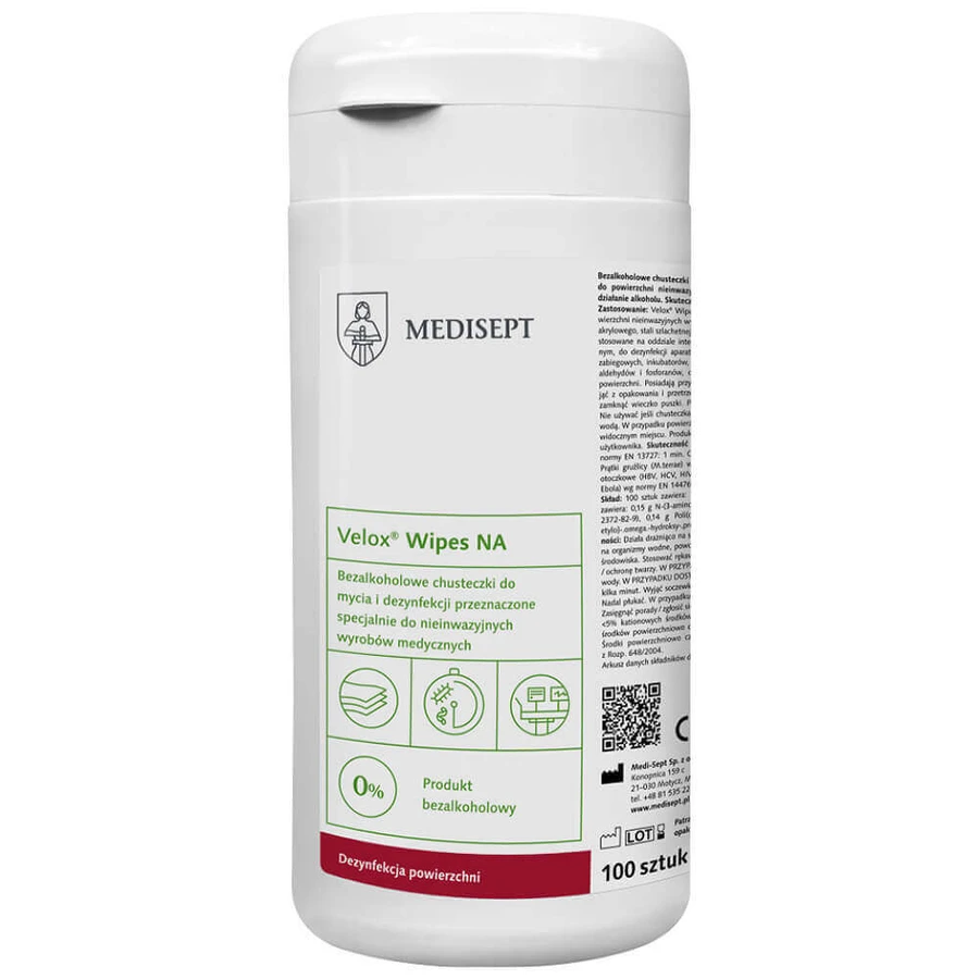 Medisept Velox Wipes NA, безспиртові серветки для очищення та дезінфекції поверхонь, 100 шт.: ціни та характеристики