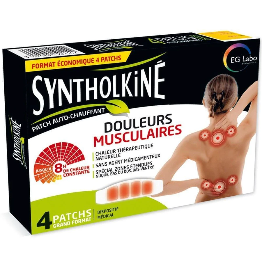 EG Labo SyntholKiné Syntholkine 8-часовые тепловые пластыри Боль в мышцах 4шт: цены и характеристики