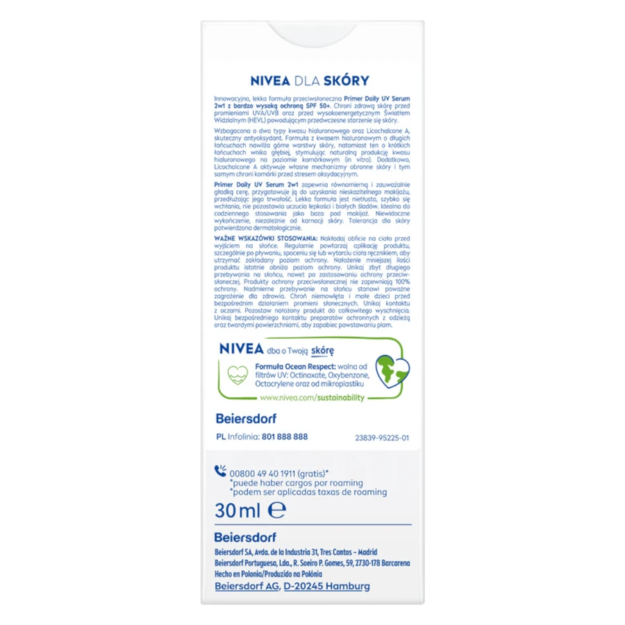 Nivea Sun Primer Daily UV, сыворотка для лица 2-в-1, SPF 50+, 30 мл: цены и характеристики