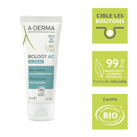 A-Derma Biology AC Anti-Imperfection Mattifying Treatment Bio Global 40ml: цены и характеристики