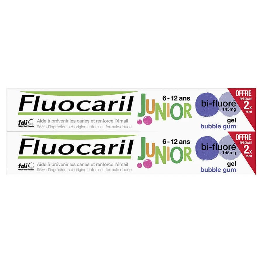 Fluocaril Зубная паста Junior 6-12 лет гель-пузырь 2х75 мл: цены и характеристики