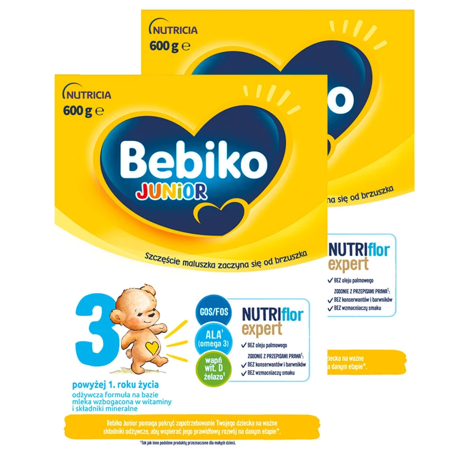 Набір Bebiko Junior 3 Nutriflor Expert, поживна молочна суміш, старше 1 року, 2 х 600 г: ціни та характеристики