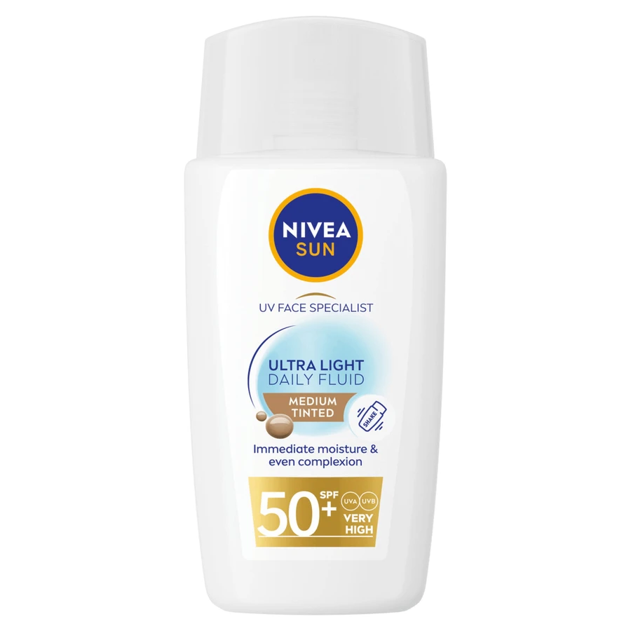 Nivea Sun UV Face Ultra Light Daily Fluid, средний оттенок, SPF 50+, 40 мл: цены и характеристики