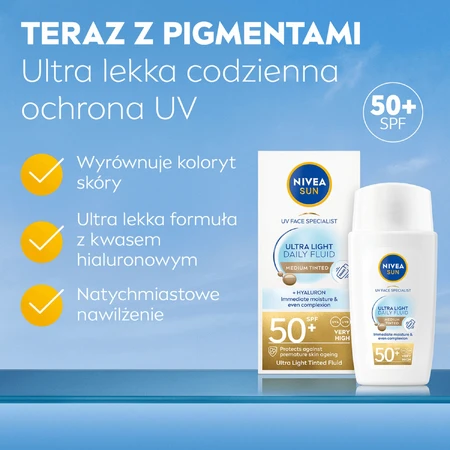 Nivea Sun UV Face Ultra Light Daily Fluid, средний оттенок, SPF 50+, 40 мл: цены и характеристики