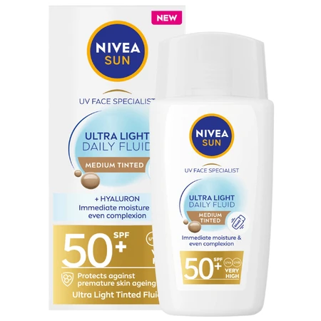 Nivea Sun UV Face Ultra Light Daily Fluid, средний оттенок, SPF 50+, 40 мл: цены и характеристики