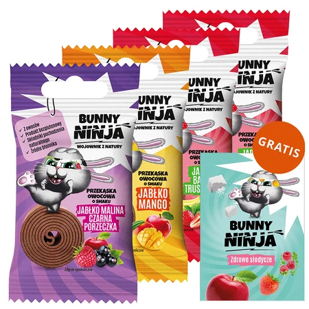 Набір Bunny Ninja Fruit Rolls, фруктові снеки, 4 х 15 г + безкоштовна розмальовка: ціни та характеристики