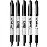 Набор из 5 перманентных маркеров Fine, Black, Sharpie