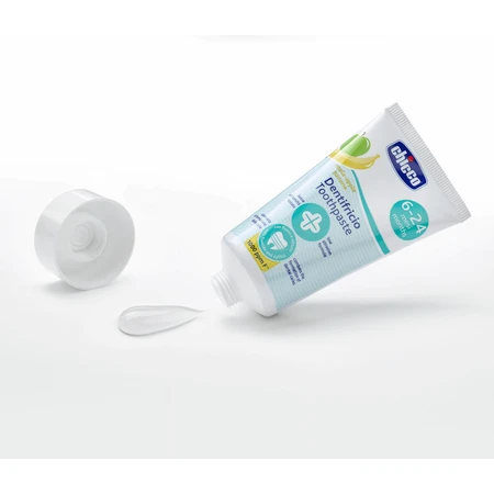 Chicco, дитяча зубна паста, після 6 місяців, зі смаком яблука та банана, з фтором, 50 мл: ціни та характеристики