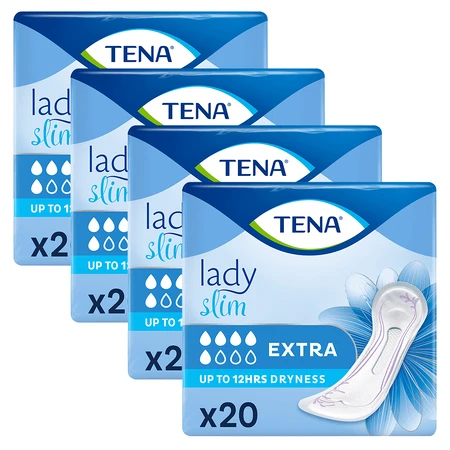 Набор Tena Lady Slim, специализированные гигиенические салфетки, Extra, 4 x 20 шт.: цены и характеристики