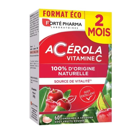 Forté Pharma Ацерола, багата на натуральні вітаміни С 60 жувальних таблеток: ціни та характеристики